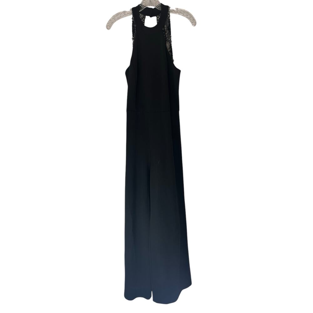 Lulus Black Halter Lace Date Night Night Out Dressy Straight Leg Jumpsuit Large‎